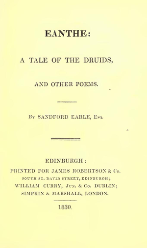 Eanthe   A Tale Of The Druids And Other Poems   S Earle 1830 cover image.