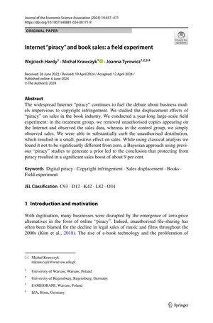 Internet Piracy And Book Sales A Field Experiment cover image.