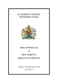 Committal Of Her Majesty Queen Elizabeth Ii   Order Of Service cover