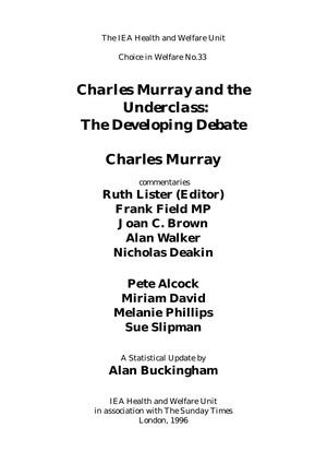 Charles Murray and the Underclass: The Developing Debate cover image.