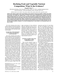 Declining Fruit And Vegetable Nutrient Composition: What Is The Evidence? cover
