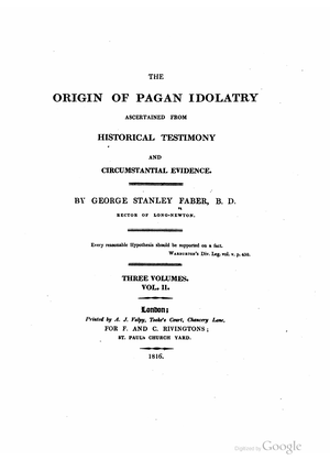 Origin Of Pagan Idolatry 1816 cover image.