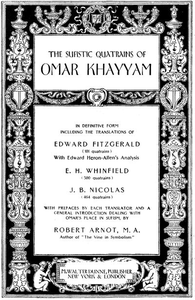The Sufistic Quatrains of Omar Khayyam cover