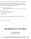 Memoirs Of Fanny Hill / A New and Genuine Edition from the Original Text (London, 1749) cover