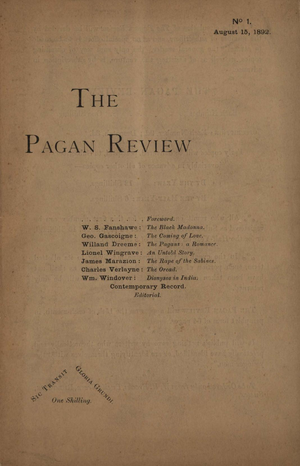 The Pagan Review No 1 1892 cover image.