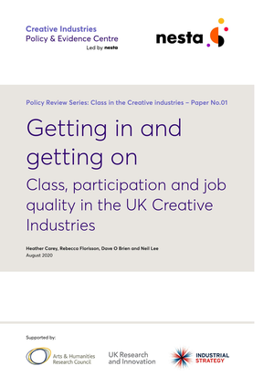 Class In The Creative Industries Report cover image.