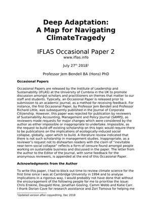 Deep Adaptation: A Map for Navigating Climate Tragedy cover image.