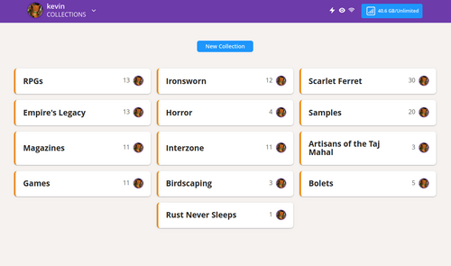 List of Collection's in Kevin's library.